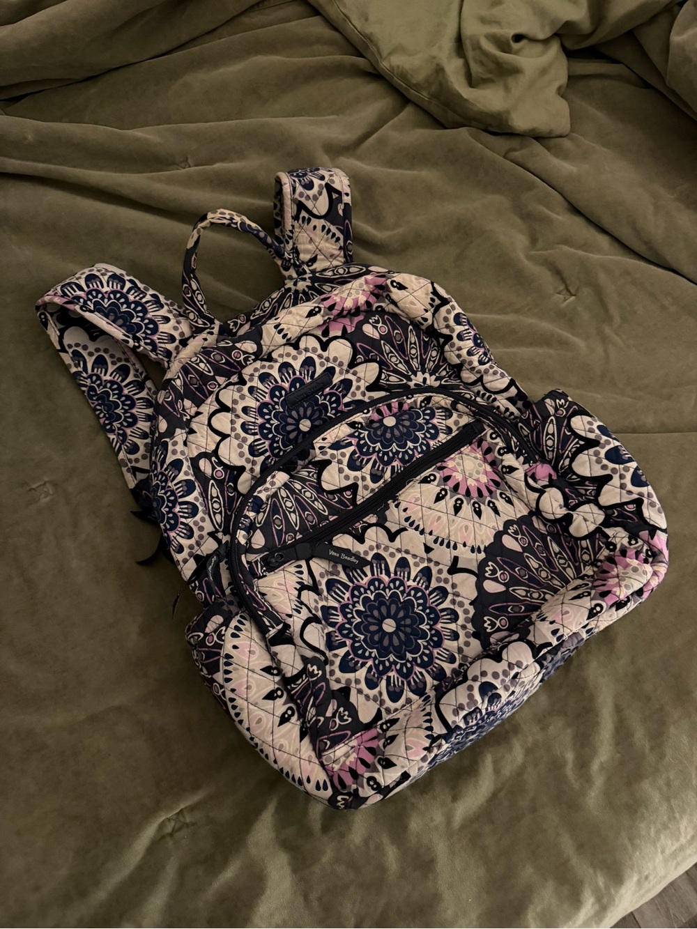 Vera Bradley Quilted Floral Mini Backpack - Navy and Lilac